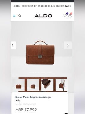 Aldo Men's Cognac Brown Messenger Satchel